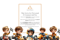 Watercolor Cute Boy in a Race Car Clipart Bundle Product Image 4