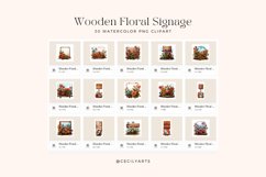 30 Watercolor Wooden Floral Signage Clipart Product Image 4