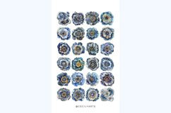 Watercolor Blue and Gold Geode Flower Clipart Bundle Product Image 4