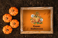 4 Watercolor Embroidered Pumpkin Clipart Product Image 4