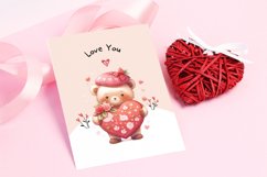 Watercolor Cute Heart Teddy Bear Clipart Product Image 4
