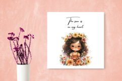 Watercolor Girl with Sunflowers Clipart Product Image 4