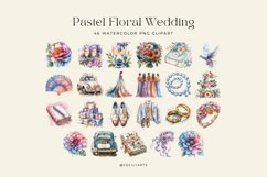 46 Watercolor Pastel Floral Wedding Collection Clipart Product Image 4