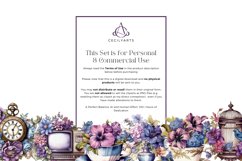 Watercolor Purple and Blue Vintage Clipart Bundle Product Image 4