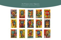 36 Watercolor Cute Animal Abstract Stamp Clipart Product Image 4