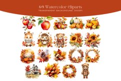 69 Watercolor Autumn Clipart Product Image 4