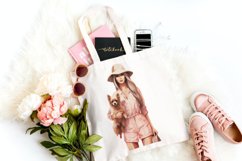 4 Watercolor Pink Fashion Planner Girl with a Dog Clipart Product Image 4