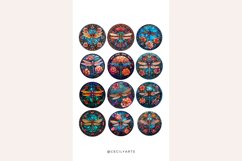 Watercolor Dragon Fly Stained Glass Clipart Bundle Product Image 4