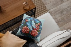 Watercolor Roses Butterfly Stained Glass Clipart Product Image 4