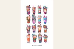 Watercolor Floral Booba Tea Clipart Bundle Product Image 4