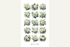 30 Watercolor Sage Green and Ivory Flowers Clipart Product Image 4
