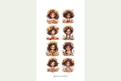 Watercolor Girl with Sunflowers Clipart Bundle Product Image 4