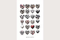 Watercolor Black and White Valentine Hearts Clipart Bundle Product Image 4