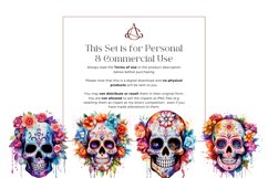 40 Watercolor Sugar Skulls Clipart Product Image 4