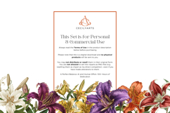 Watercolor Retro Vintage Lilies Flower Clipart Bundle Product Image 4