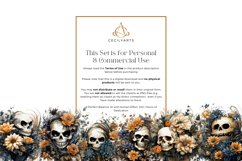 Watercolor Halloween Shabby Chic Skull Clipart Bundle Product Image 4