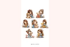 Watercolor Girl Hugging a Bear Clipart Bundle Product Image 4