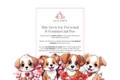 47 Watercolor Valentine Puppy Stickers Clipart Product Image 5