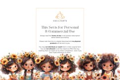 Watercolor Girl with Sunflowers Clipart Bundle Product Image 5