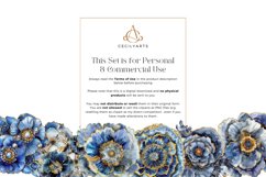 Watercolor Blue and Gold Geode Flower Clipart Bundle Product Image 5