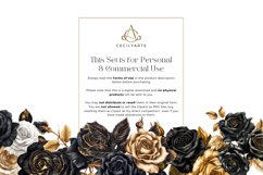 Watercolor Colored Pencil Black and Gold Rose Clipart Bundle Product Image 5