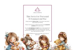 Watercolor Girl Hugging a Bear Clipart Bundle Product Image 5