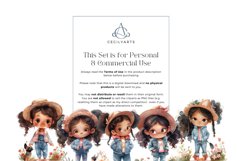 Watercolor Cute Denim Girl Clipart Bundle Product Image 5