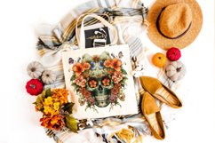 12 Watercolor Halloween Floral Skulls Clipart Product Image 5