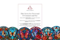 Watercolor Roses Butterfly Stained Glass Clipart Bundle Product Image 5