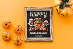 Watercolor Halloween Retro Pitbull Clipart Bundle Product Image 6