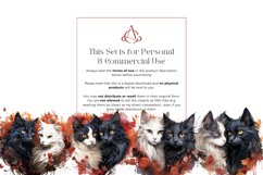 28 Watercolor Black and White Heart Cats Clipart Product Image 6