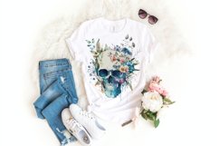 29 Watercolor Floral Skull Clipart Product Image 6