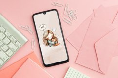 Watercolor Cute Girl with Cat Clipart Product Image 6