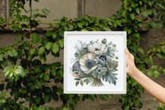 88 Watercolor Anemone and Eucalyptus Clipart Product Image 6