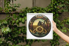 25 Watercolor Stained Glass Farm Sunflower Clipart Product Image 6