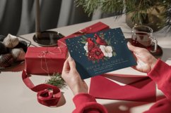 Watercolor Cardinal Christmas Floral Set Clipart Bundle Product Image 6