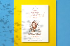 Watercolor Cute Girl with Cat Clipart Product Image 7