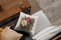 Watercolor Cardinal Christmas Floral Set Clipart Bundle Product Image 7