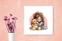Watercolor Girl Hugging a Bear Clipart Bundle Product Image 8