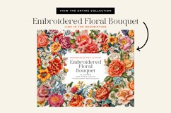 4 Watercolor Embroidered Floral Bouquet Cliparts Product Image 3