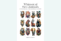 31 Watercolor Whimsical Geo Animals Cliparts Product Image 5