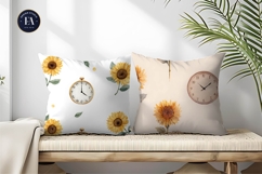 Seamless Watercolor Sunflower Clocks Design Digital Paper Product Image 2