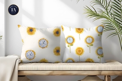 Sunflower Clocks Watercolor Seamless Pattern Digital Paper Product Image 2