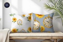 Seamless Watercolor Sunflower Clocks Design Digital Paper Product Image 2