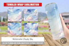 Tumbler Sublimation Wrap Watercolor Cloudy Sky Product Image 1