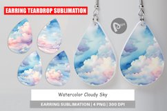 Earring Teardrop Watercolor Cloudy Sky Product Image 1