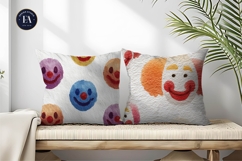 Artistic Watercolor Clown Faces Seamless Digital Paper Product Image 2