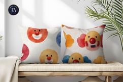 Seamless Watercolor Clown Faces Pattern Digital Paper Product Image 2