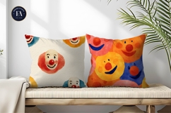 Watercolor Clown Faces Seamless Pattern Digital Paper Product Image 2