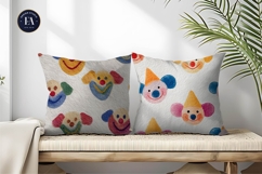 Seamless Clown Faces Watercolor Art Digital Paper Product Image 2